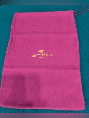 Etro Gold Logo Fuchsia Velvet Pouch